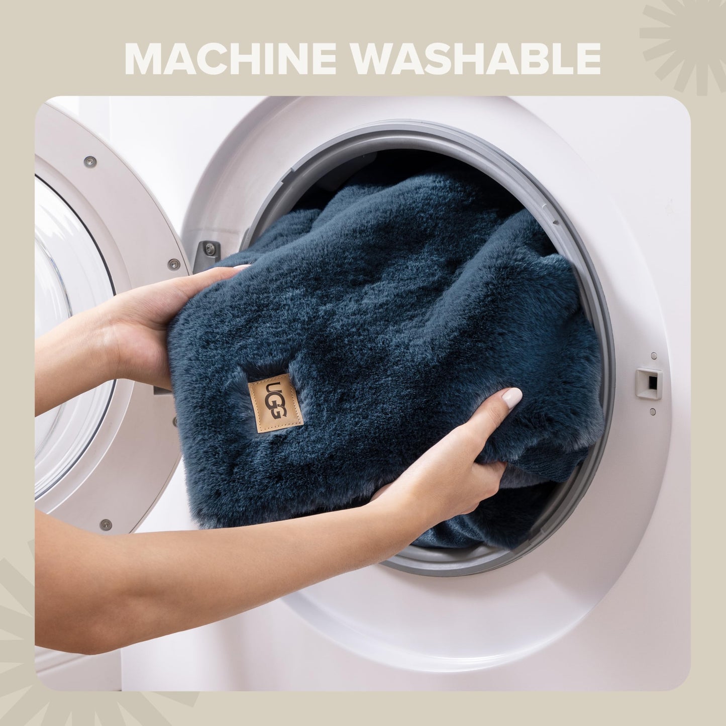 UGG Euphoria Plush Faux Fur Throw Blanket, Soft Warm Throw Blankets for Couch or Bed, Luxury Bedroom Decor, Giftable Holiday Blankets, Machine Washable, 50-inch x 70-inch, Indigo Blue