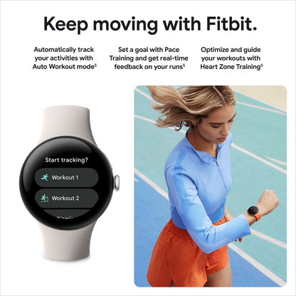 Google Pixel Watch 2 (Previous Model) with the Best of Fitbit - Heart Rate Tracking, Stress Management, Safety Features - Android Smartwatch - Champagne Gold Aluminum Case - Hazel Active Band - LTE