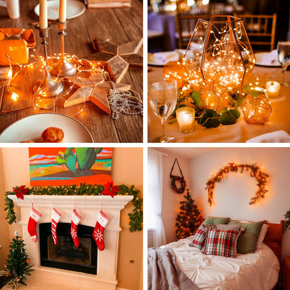 JMEXSUSS 4 Pack 50 LED Halloween Fairy Lights Battery Operated, 16.1ft Orange Fairy String Lights, Mini Orange Halloween Lights for Bedroom Garden Party Holiday Decorations