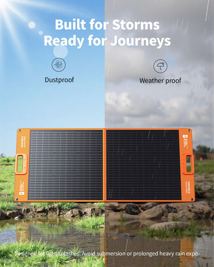 EBL Solar Panel 100W Portable Solar Panel (Upgraded) for 240/300/500/1000/1500/2000 Power Station, with Adjustable Kickstand and Parallel Cable, Waterproof IP65 for Outdoor Camping Hiking RV Trip