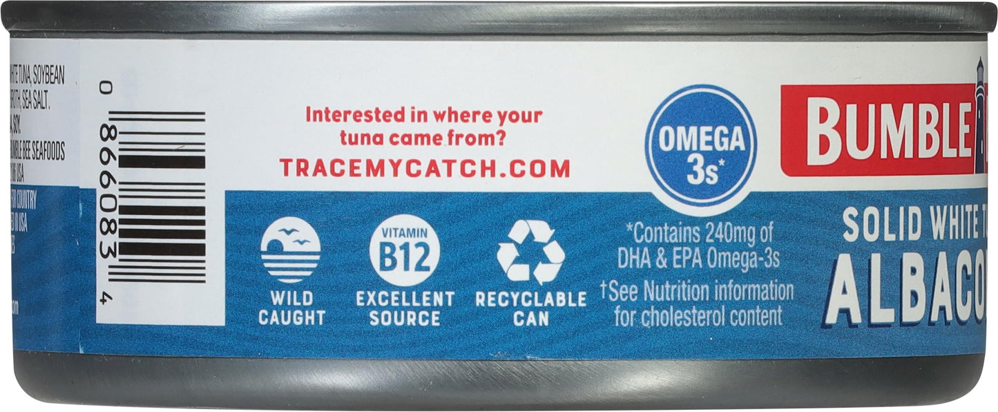 Bumble Bee Solid White Albacore Tuna in Oil, 5 oz Can (Pack of 24) - Wild Caught Tuna - 28g Protein per Serving, High in Omega-3s - Non-GMO Project Verified, Gluten Free, Kosher