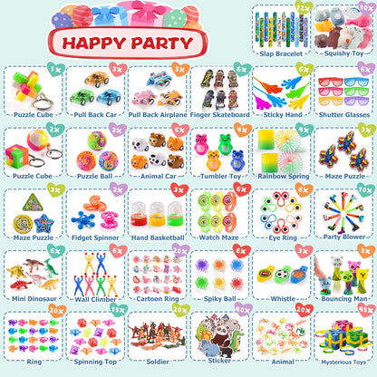 300 PCS Party Favor for Kids Goodie Bags Stuffers, Prize Box Toys for Kids Classroom Bulk, Small Fidget Toys Pinata Fillers, Treasure Chest for Students Rewards, Carnival Prizes, Birthday Gifts