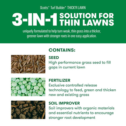 Scotts Turf Builder THICK'R LAWN Grass Seed, Fertilizer, and Soil Improver for Sun & Shade, 4,000 sq. ft., 40 lbs.