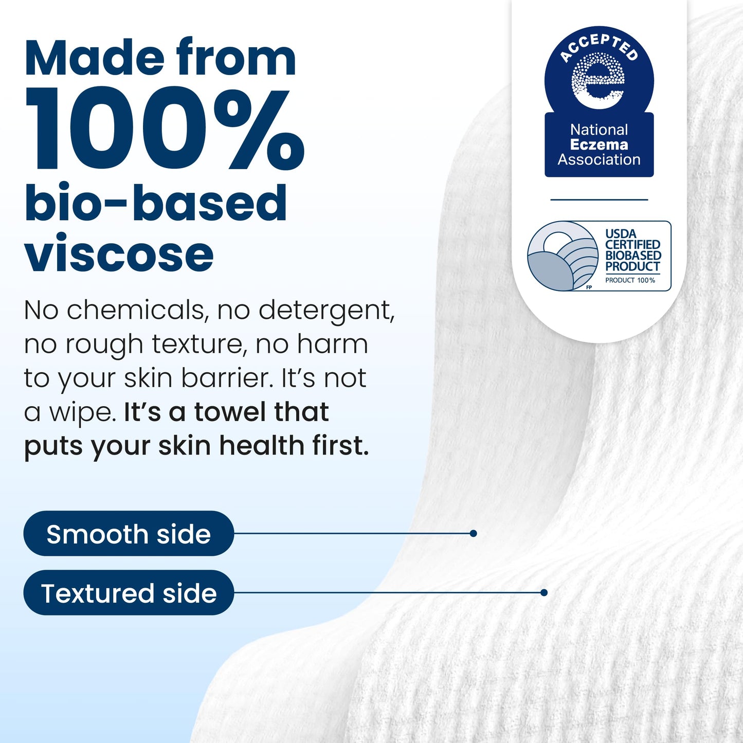 Clean Skin Club Clean Towels XL®, 100% USDA Biobased Face Towel, Disposable Face Towelette, Eczema Association Accepted, Makeup Remover Dry Wipes, Ultra Soft, 50 ct per pack, 6 Packs, 300 Ct Total