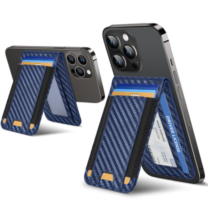 ExtreLife for Magsafe Wallet, Adjustable Stand and Open ID Window, Magnetic Wallet for iPhone 16/15/14 Pro Max/14 Pro/14/14 Plus/13/12 Series, 9 Cards, Blue Carbon Fiber