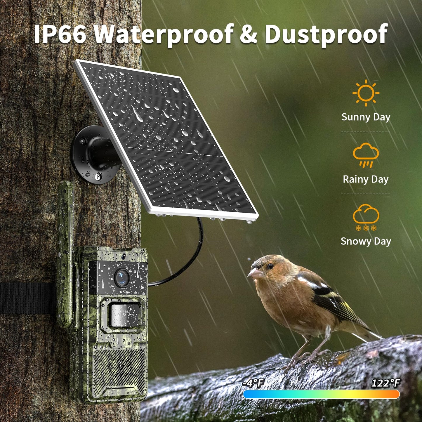 Trail Camera, 2.7K Game Cameras Cellular Trail Cameras with Night Vision Motion Activated IP66 Waterproof 4G LTE Cellular Cam 940nm No Glow Infrared LEDs Solar Powered Live Streaming Security Camera
