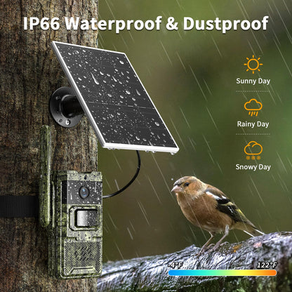 Trail Camera, 2.7K Game Cameras Cellular Trail Cameras with Night Vision Motion Activated IP66 Waterproof 4G LTE Cellular Cam 940nm No Glow Infrared LEDs Solar Powered Live Streaming Security Camera