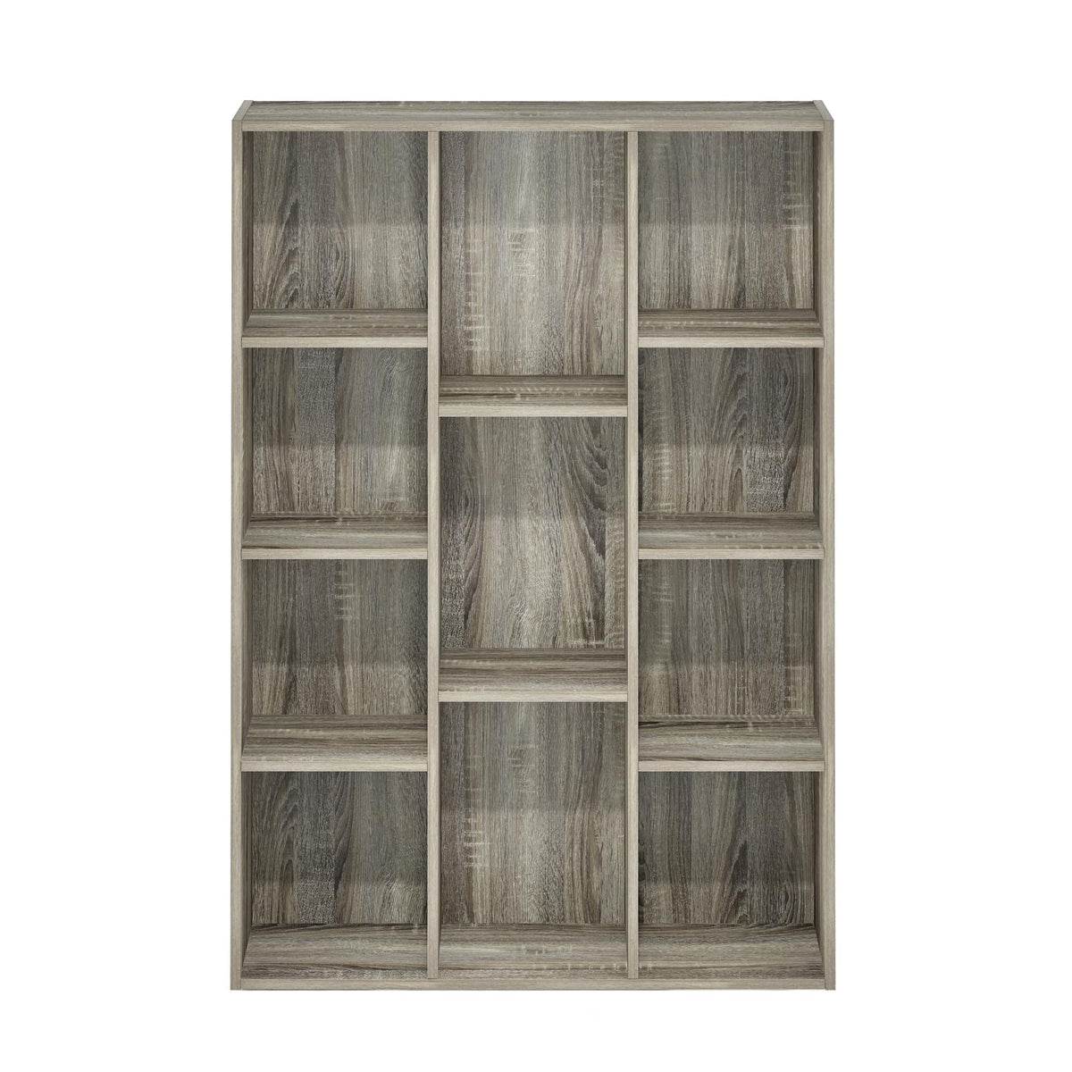 Furinno LUDER Book Shelf, 11-Cube Bookshelf, Reversible Bookcase, 9.4 x 29.1 x 41.7, for Living Room, Bedroom, Home Office, French Oak