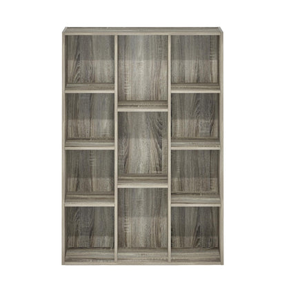 Furinno LUDER Book Shelf, 11-Cube Bookshelf, Reversible Bookcase, 9.4 x 29.1 x 41.7, for Living Room, Bedroom, Home Office, French Oak