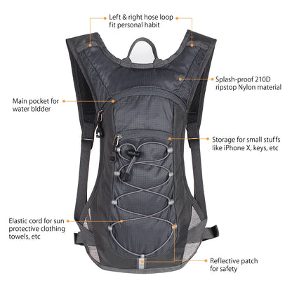 Unigear Hydration Pack Backpack with 70 oz 2L Water Bladder for Running, Hiking, Cycling, Climbing, Camping, Biking (Gray)