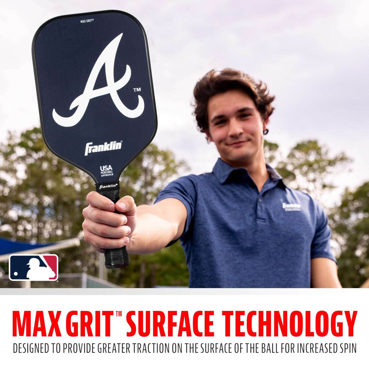 Franklin Sports MLB Atlanta Braves Pickleball Paddle - Official MLB Team Rackets - USAP (USAPA) Approved Premium Quality Pickleball Paddles - Authentic Team Logos + Colors