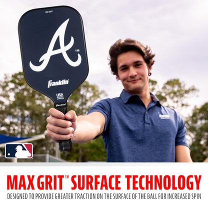 Franklin Sports MLB Atlanta Braves Pickleball Paddle - Official MLB Team Rackets - USAP (USAPA) Approved Premium Quality Pickleball Paddles - Authentic Team Logos + Colors