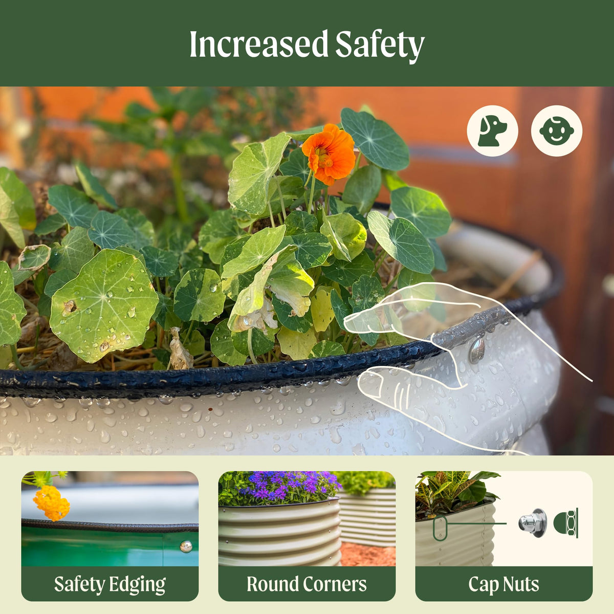 Vego garden Raised Garden Bed Kit, 17" Tall 10 in 1 Modular Raised Garden Beds Kit, Metal Planter Box for Vegetables, Flowers, Herbs, Modern Gray