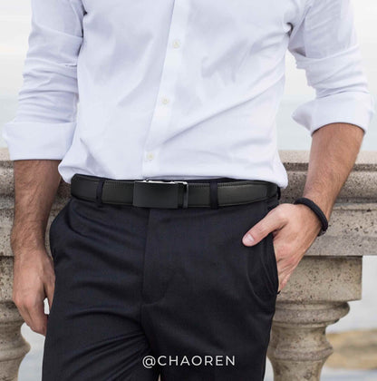 CHAOREN Mens Belt - Mens Ratchet Belt Leather 1 3/8" for Dress Pant - Micro Adjustable Belt Fit Everywhere