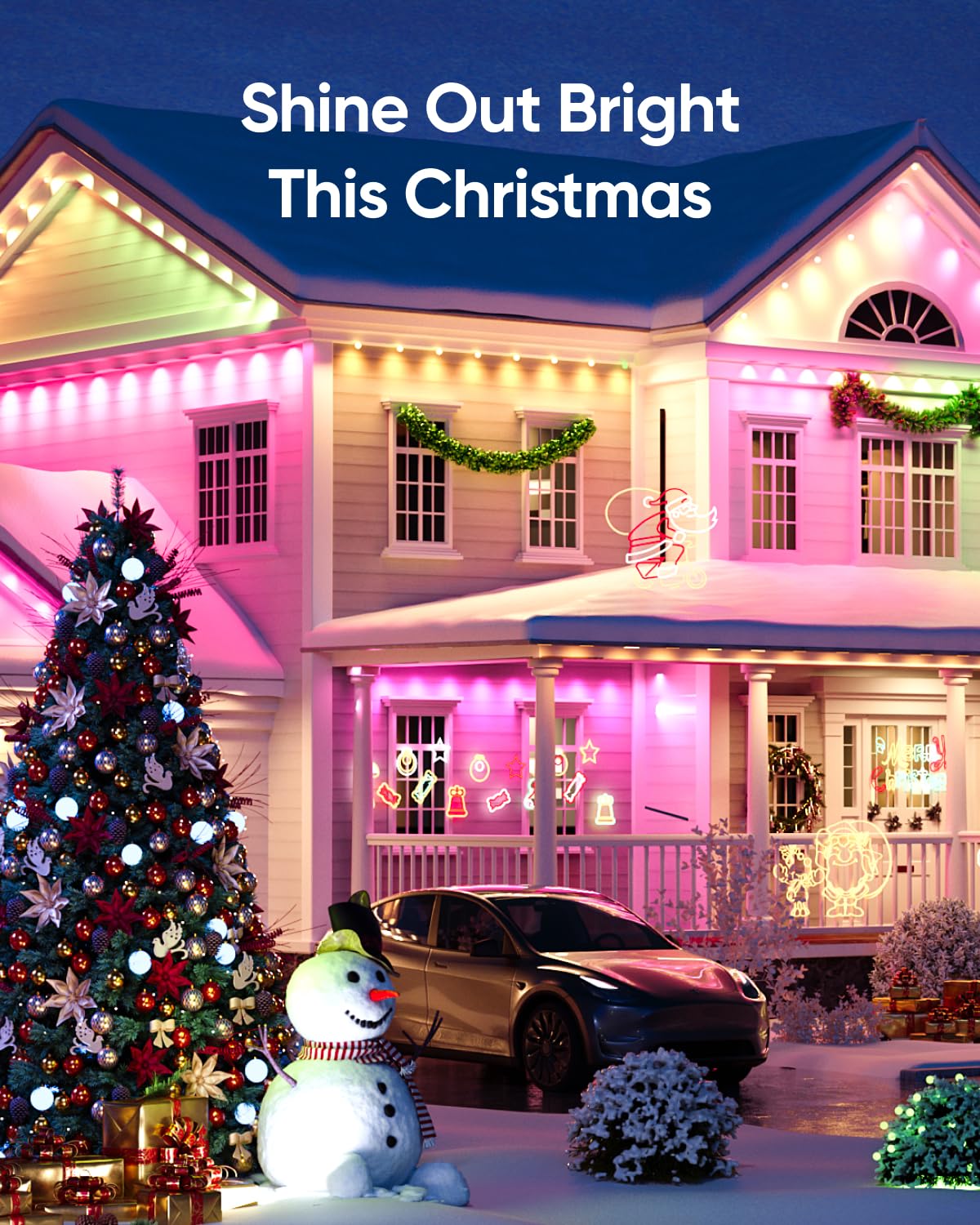 eufy Permanent Outdoor Lights E22, 100ft+ 50ft kit (Total 150ft) with 90 Triple-LED Lights, Smart RGBWW, Up to IP67 Waterproof, AI Lighting Themes for Halloween, Christmas, Links with Cameras, White