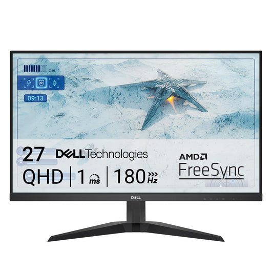 Dell G2725D Gaming Monitor - 27-inch QHD (2560x1440) up to 180 Hz, 2ms Response time, 99% RGB Display, DisplayPort/HDMI Connectivity, AMD FreeSync, Comfortview, Tilt Adjustable - Black