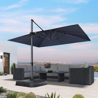 PURPLE LEAF 10' X 13' Patio Umbrella Outdoor Cantilever Rectangle Umbrella Aluminum Offset Umbrella with 360-degree Rotation for Garden Deck Pool Patio, Navy Blue
