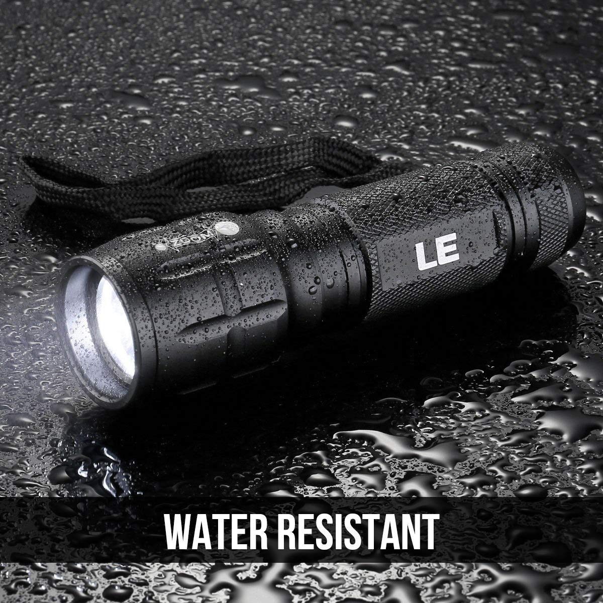 Lighting EVER LED Flashlights High Lumens, Small Flashlight, Waterproof, Adjustable Focus Flash Light for Outdoor, Emergency, AAA Batteries Included, Tactical & Camping Accessories