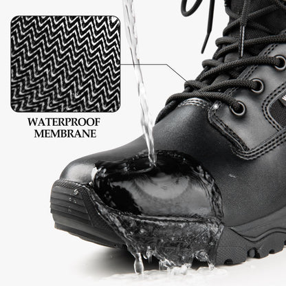 FREE SOLDIER Men’s Tactical Boots 8 Inches Lightweight Combat Boot Durable Suede Leather Military Work Boots Desert Boot(Waterproof Black 7)