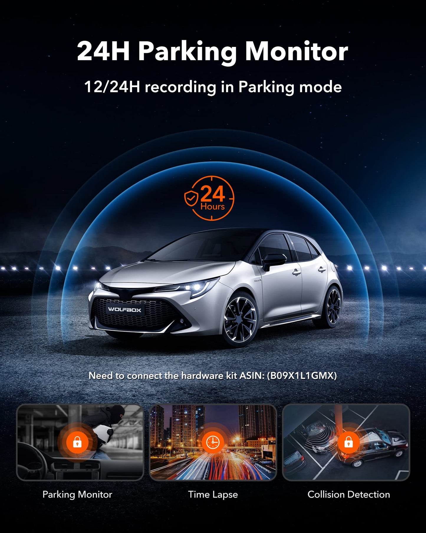 WOLFBOX G930 10'' Rear View Mirror Camera with 5.8GHz WiFi, 4K Dash Cam Front and Rear with WDR, Touch Screen Rearview Mirror Backup Camera, Parking Monitor, Reverse Assist, Includes 64GB Card & GPS