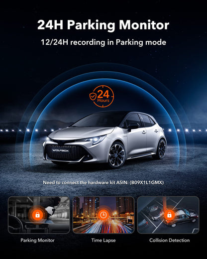 WOLFBOX G930 10'' Rear View Mirror Camera with 5.8GHz WiFi, 4K Dash Cam Front and Rear with WDR, Touch Screen Rearview Mirror Backup Camera, Parking Monitor, Reverse Assist, Includes 64GB Card & GPS