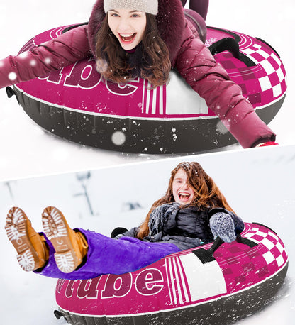 Jasonwell Inflatable Snow Tube Sled - 48" Heavy Duty Snow Tubes for Sledding with Premium Canvas Cover for Kids Adults Snow Toy Fun Winter Outdoor Toys Christmas Birthday Gift for Boys Girls Children