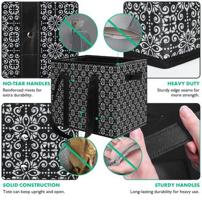 WISELIFE Reusable Grocery Bags [4 Pack],Large Grocery Tote Bag Water Resistant Shopping Bags Foldable Grocery Bag for Clothes,Shoes and Picnic,Black