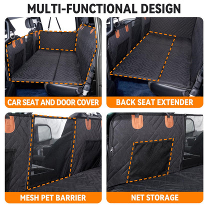 YJGF Dog Back Seat Extender for Truck,Truck Seat Cover Back Seat,Dog Hammock for Truck,Pet Seat Covers for Dogs,Hard Bottom Seat Extender for Dogs,Dog Seat Cover for F150/RAM1500/Silverado (Black)