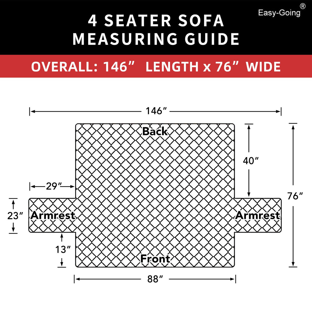Easy-Going 4 Seater Sofa Slipcover Reversible Sofa Cover Water Resistant Couch Cover with Foam Sticks Elastic Straps Furniture Protector for Pets Children Dog Cat (XX-Large, Gray/LightGray)