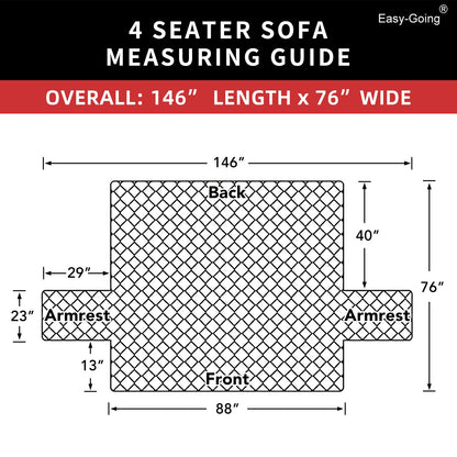Easy-Going 4 Seater Sofa Slipcover Reversible Sofa Cover Water Resistant Couch Cover with Foam Sticks Elastic Straps Furniture Protector for Pets Children Dog Cat (XX-Large, Gray/LightGray)
