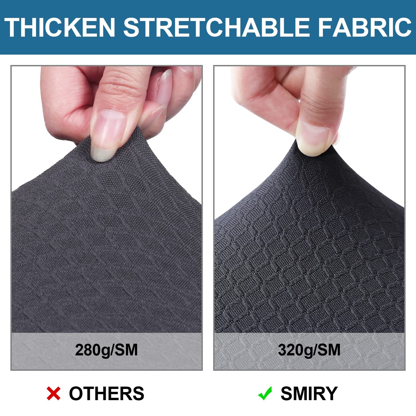Smiry Waterproof Seat Covers for Dining Room Chairs Set of 6, Stretch Jacquard Removable Washable Chair Seat Slipcovers Protector, No Rear Covers, Dark Grey