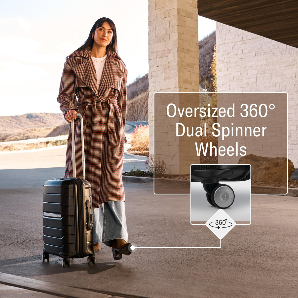 Samsonite Freeform 28-Inch Large Luggage with Dual 360° Spinner Wheels - Checked Suitcase - TSA Lock, Airline-Approved - Lightweight Durable Polypropylene Expandable Hardshell - Light Grey