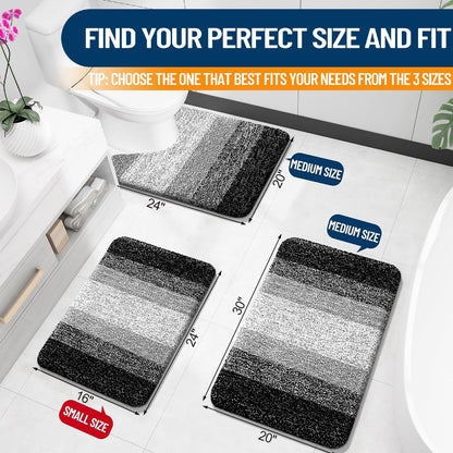 OLANLY Bathroom Rugs Mat 30x20, Extra Soft Absorbent Microfiber Bath Rugs, Rubber Backing, Quick Dry, Machine Washable Bath Mats for Bathroom Floor, Tub and Shower, Home Decor Accessories, Black