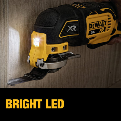 DEWALT 20V MAX XR Oscillating Multi-Tool Kit, Oscillating Tool Accessories, Cordless, 3-Speed, Quick Blade Change, Sand Paper, Blades, Battery and Charger Included (DCS356D1)