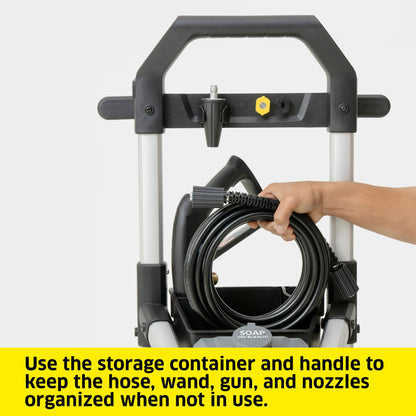 Karcher Pressure Washer K1700, Max 2125 PSI, 3 Spray Nozzles, Detergent Tank, For Cars, Driveways, Siding, Patios, 1.46 max. GPM