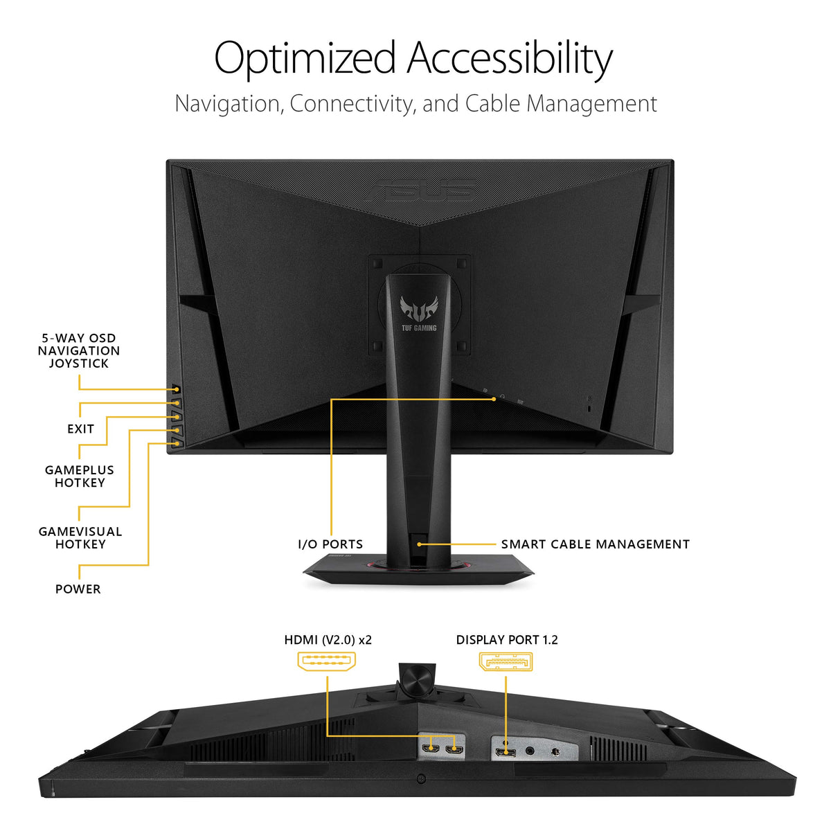ASUS TUF Gaming 27" 2K HDR Gaming Monitor (VG27AQ) - QHD (2560 x 1440), 165Hz (Supports 144Hz), 1ms, Extreme Low Motion Blur, Speaker, G-SYNC Compatible, VESA Mountable, DisplayPort, HDMI ,Black