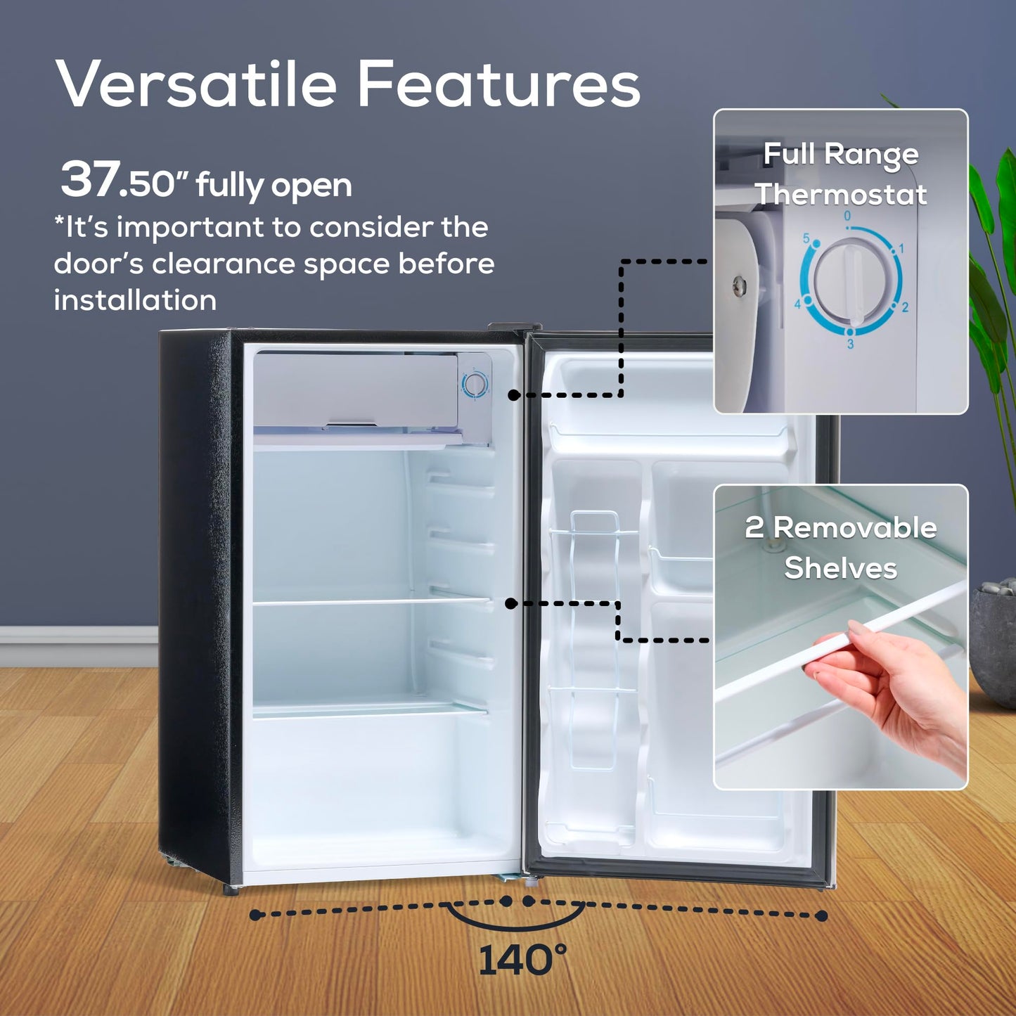 Igloo 3.2 Cu.Ft. Single Door Compact Refrigerator with Freezer - Slide Out Glass Shelf, Perfect for Homes, Offices, Dorms - Platinum