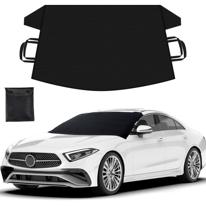 EcoNour Windshield Cover for Ice and Snow - Universal Fit for Car, SUV, Truck, Heavy Duty 600D Oxford Fabric Frost Protector for Ice & Sleet, Includes Anti-Theft Straps, Medium (69"x42")