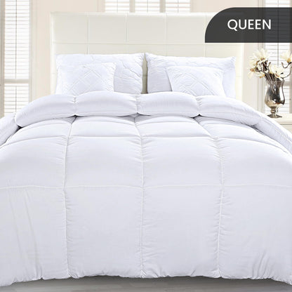 Utopia Bedding Comforter Duvet Insert, Quilted Comforter with Corner Tabs, Box Stitched Down Alternative Comforters Queen Size (White)