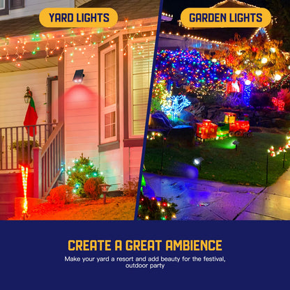 Kyosho Solar Color Spot Lights Outdoor, 9 Lighting Modes Halloween Christmas Lights, 38 LEDs Color Changing Waterproof RGBW Multicolor Tree Pool Solar Spotlight, 2 Pack