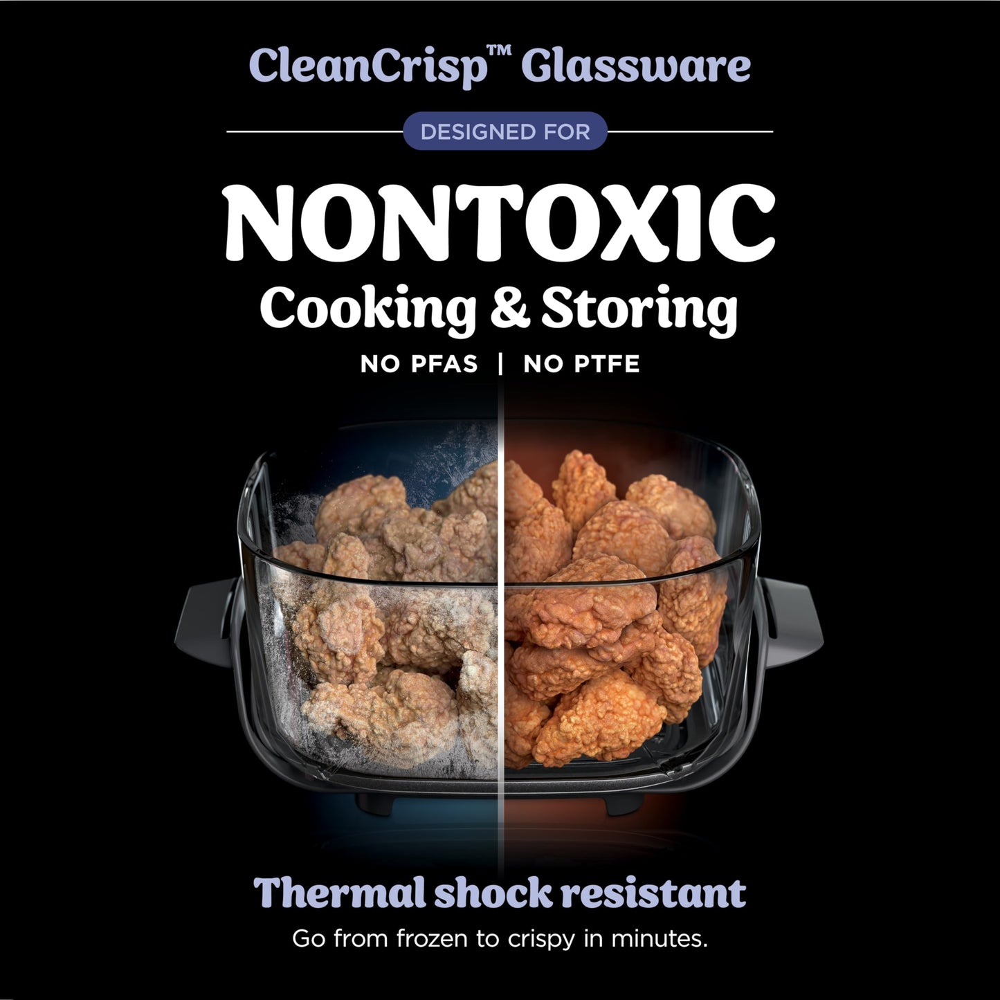 Ninja | Air Fryer | Crispi 4-in-1 Portable Cooking System | 4QT & 6 Cup Glass Containers, Crisper Plates & Storage Lids Included | Microwave, Freezer & Dishwasher Safe | Frosted Lilac | FN101PR