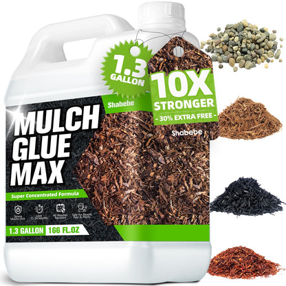 Mulch Glue 1.3 Gallon, Ultra-Stick Rock Glue for Landscaping, Gravel Binder Non-Toxic Rubber Mulch Lock Adhesive, Heavy Rain & Windproof for Gardens, Pea Gravel Stabilizer, Lasts up to 2 Year