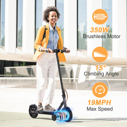 Electric Scooter, Powerful 350W Motor, 21Miles Long Range, Top Speed 19 MPH, 8.5" Solid Tires, Cruise Control, E Scooter for Adults and Teens (350W-20Miles-Orange)