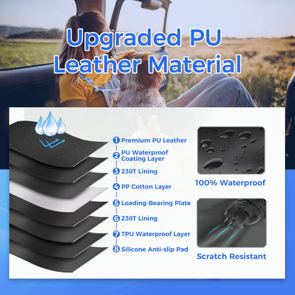 HOB4U Back Seat Extender for Dogs, Hard Bottom Dog Car Seat Cover for Truck Back Seat, Upgraded PU Leather Dog Hammock for Car, Waterproof, Anti Scratch, Larger Space, Holds 400lbs