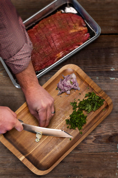 Oklahoma Joe's Blacksmith Cleaver & Chef Knife with Holster,Silver/Black