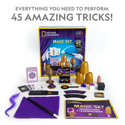 National Geographic Kids Magic Set - 45 Magic Tricks for Kids to Perform with Step-by-Step Video Instructions for Each Trick Provided by a Professional Magician, Toys for Boys and Girls