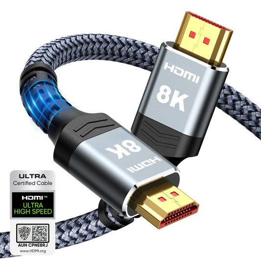 Highwings 8K 10K 4K HDMI 2.1 Cable 48Gbps 6.6FT/2M, Certified Ultra High Speed HDMI Cable Braided Cord-4K@120Hz 8K@60Hz, DTS:X, HDCP 2.2 & 2.3, HDR 10 Compatible with Roku TV/PS5/HDTV/Blu-ray