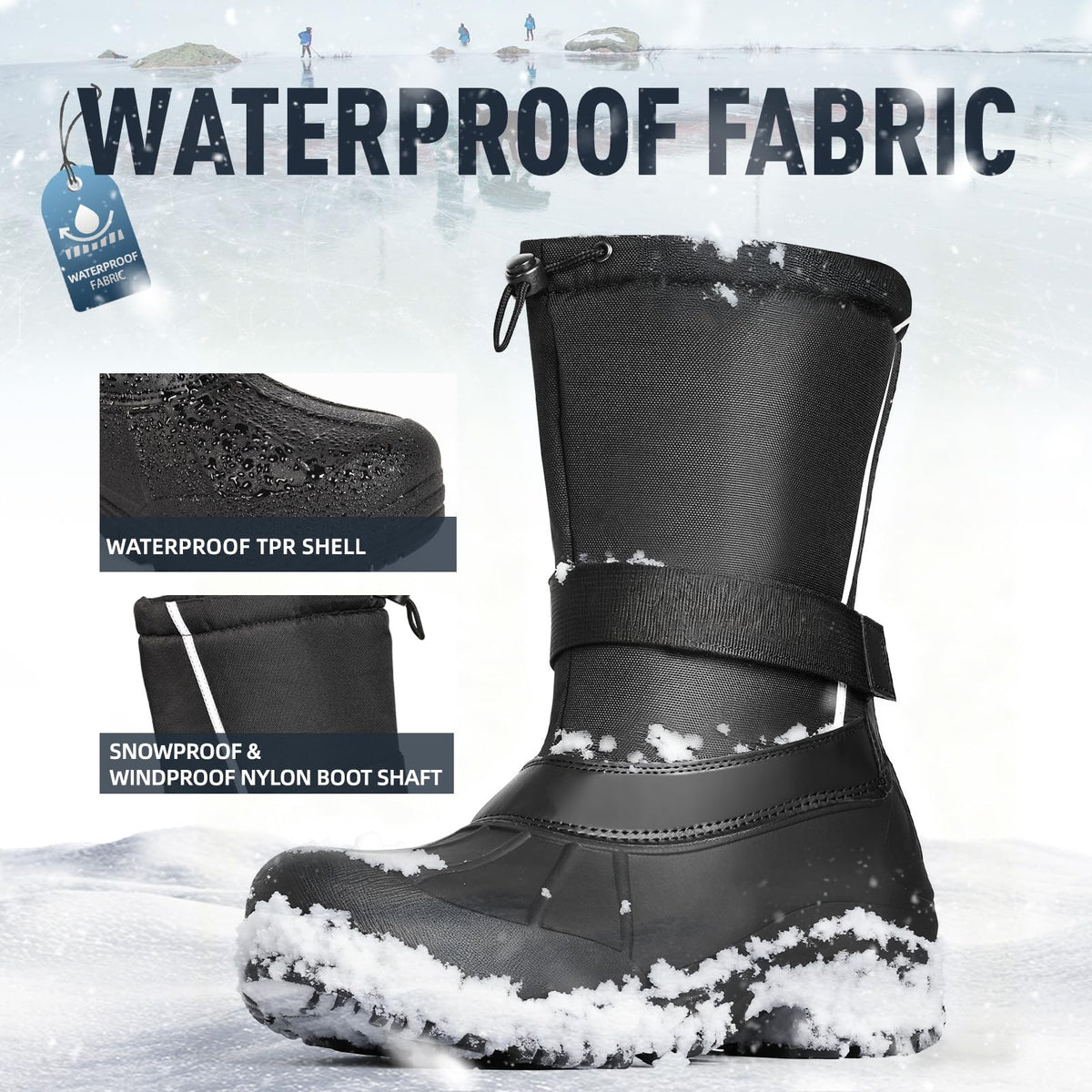 Furuian Insulated Snow Boots for Men Waterproof Winter Boots for Men Outdoor Non Slip Hiking Snow Duck Boot Mens Winter Duck Boot with an Insulated Inner Liner