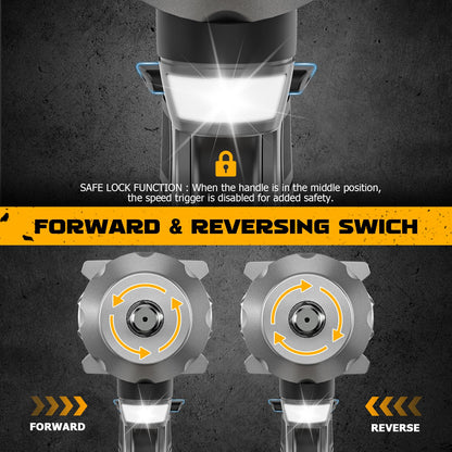 Cordless Impact Wrench 1/2 inch for Dewalt Battery 900FT-LBS with 6 Sockets and Durable Toolbox Brushless Impact Gun Includes LED Work Light (950Ft-lbs Wrench with 6 Sockets)