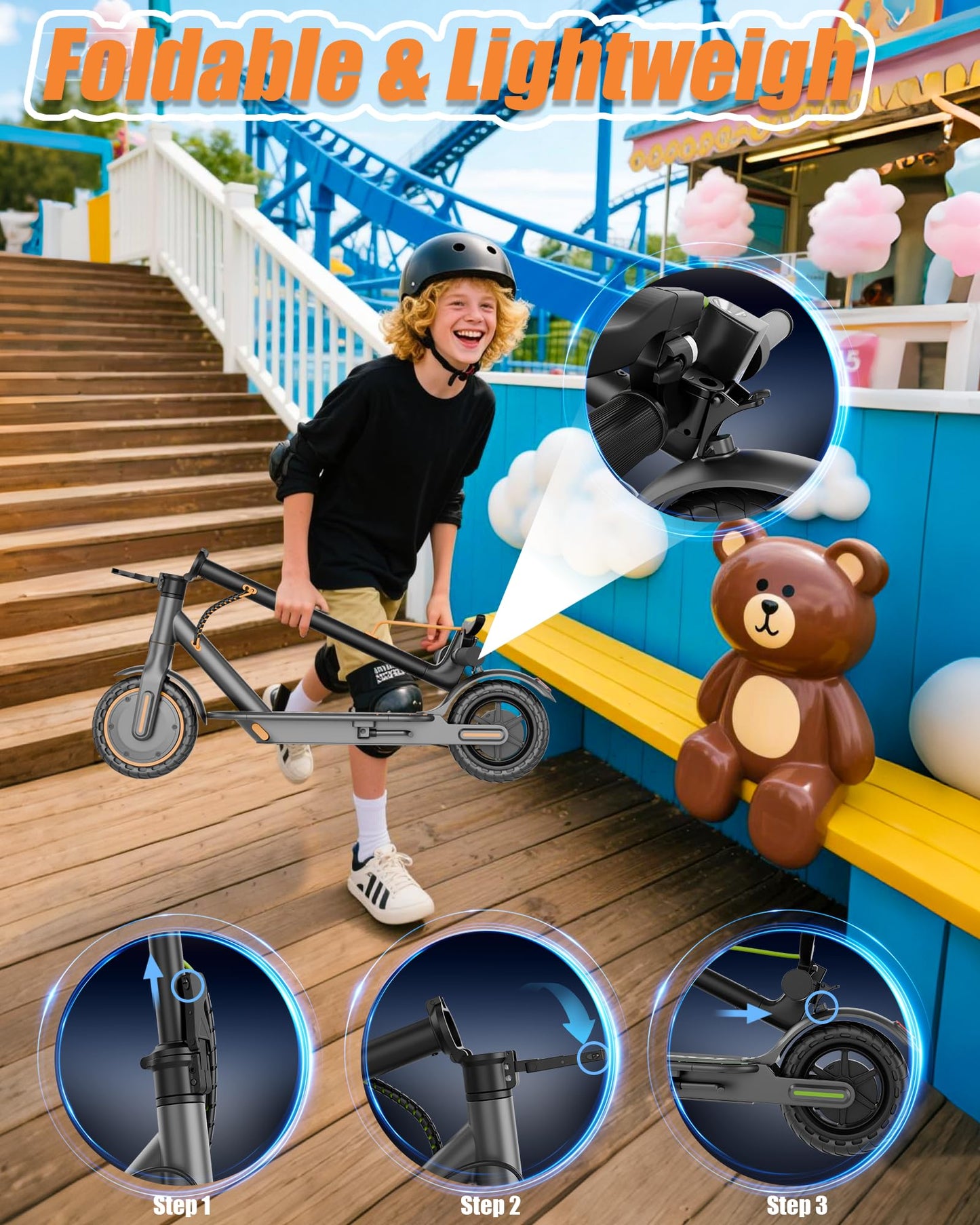 MAXSHOT Electric Scooter Adults & Big Kids, 350W Powerful Motor, Top Speed 16/19MPH, 12/16/19/21Miles Range, 8.5" Solid Tires Folding Commuter Escooter with Dual Suspension for Commuting, APP Control